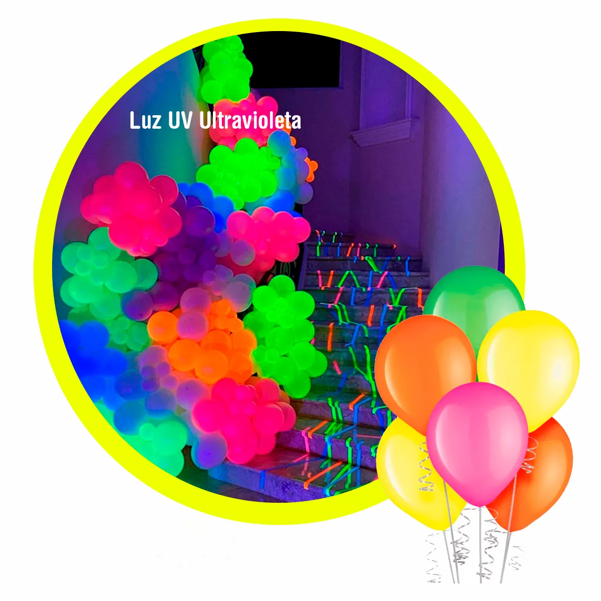 CASA FIESTA - Globo Latex 9" Neón  Marca Fiesta Bolsa x 100 unds