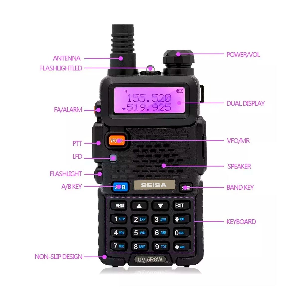 SEISA - Radio WalkieTalkie Stuv5r Pack 2 Unid Largo Alcance 10km