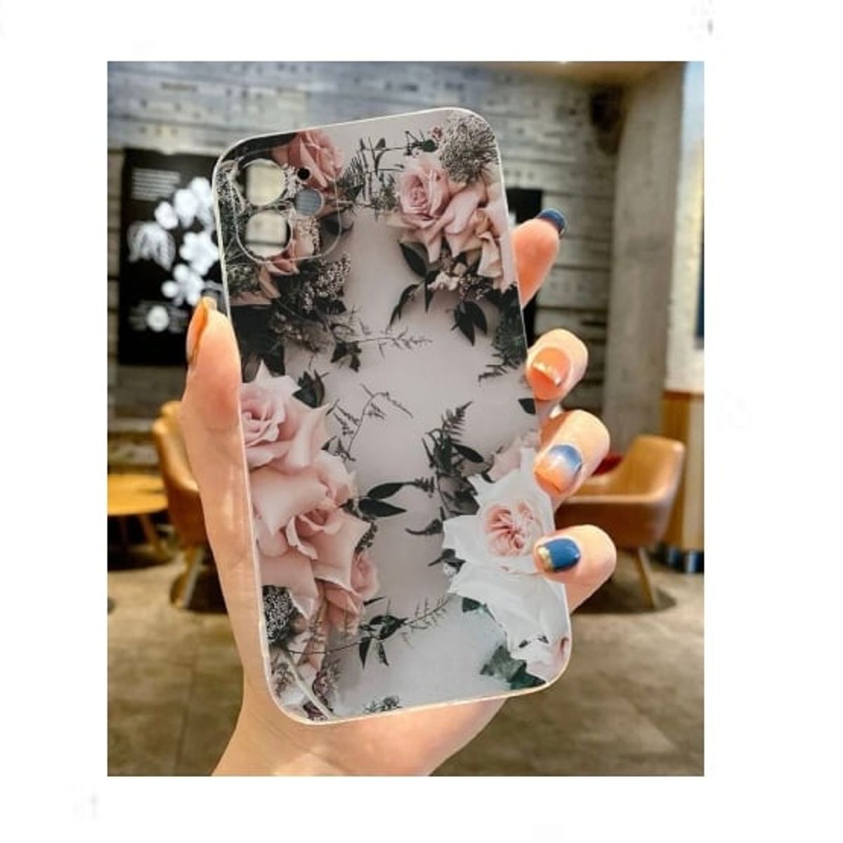 GENERICO - case con estampado de flores para Iphone 13 Pro Max + Mica de Vidrio