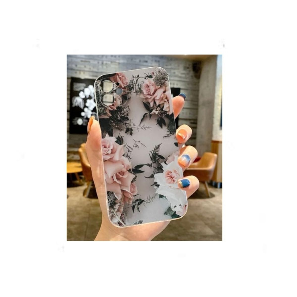 GENERICO - case con estampado de flores para Iphone 13 Pro Max + Mica de Vidrio