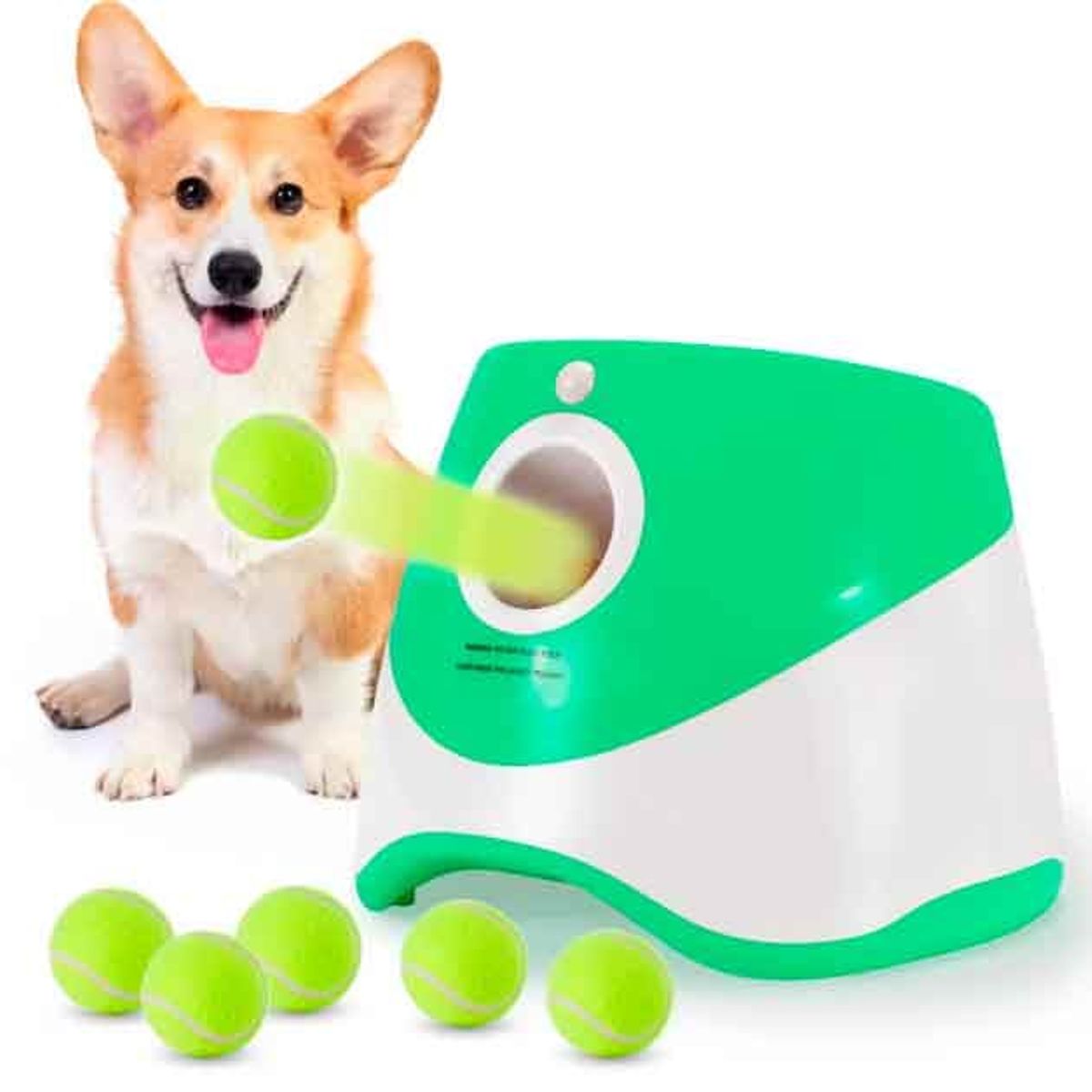 VARIOS - Lanzador Automático de Pelotas para Perros 3 Pelotas Verde