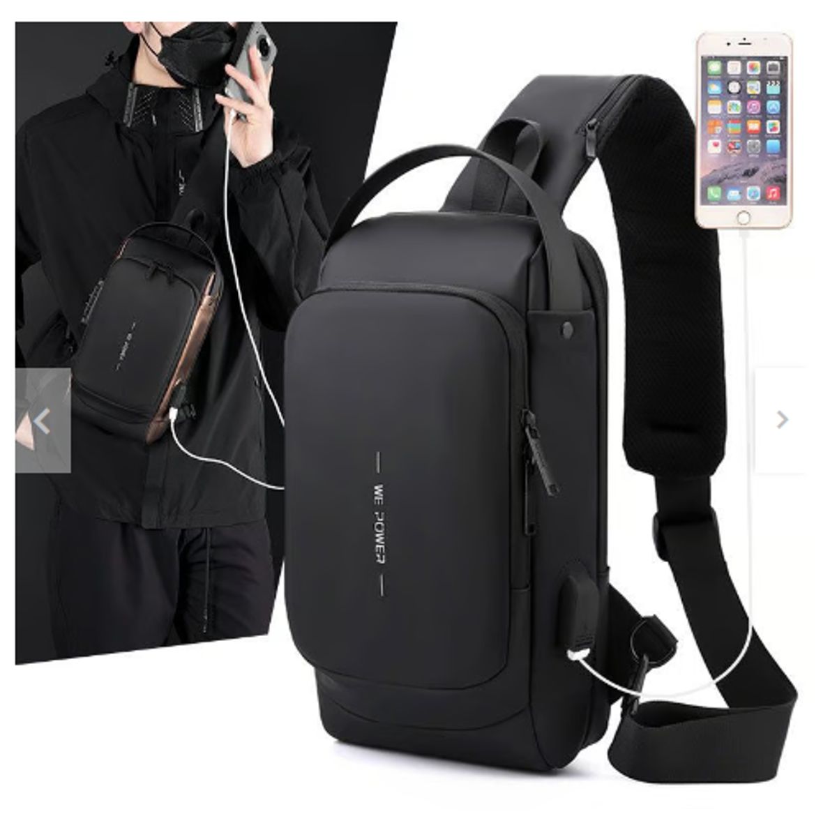 ABS - Morral canguro pechera elegante COLOR NEGRO