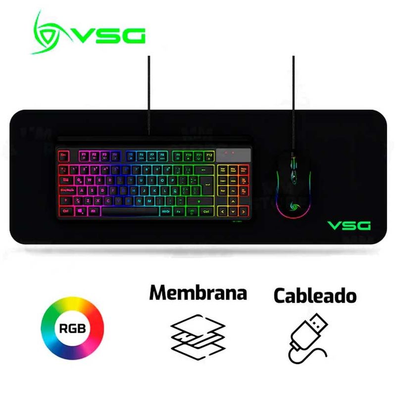 VSG - Kit 3 En 1 VSG PYXIS Teclado + Mouse + Pad Mouse Xl