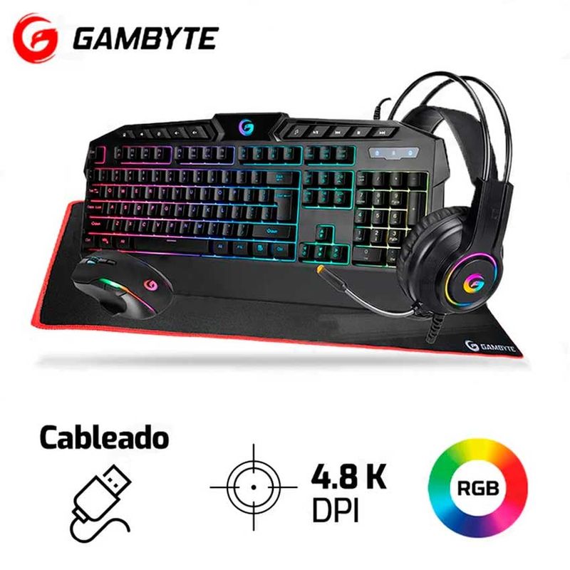GAMBYTE - Kit 4 En 1 GAMBYTE DEATHSTROKE Teclado + Mouse + Audifono + Pad XL