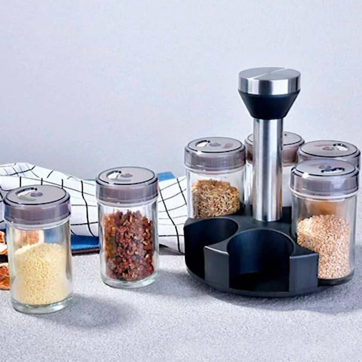 OEM - Condimentero Giratorio + 6 Frascos Vidrio
