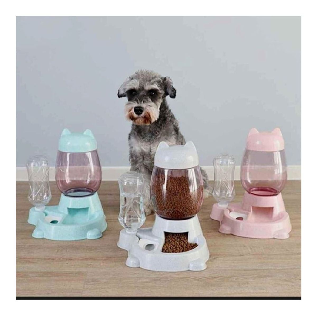 GENERICO - PLATO DE MASCOTA CON DISPENSADOR DE AGUA Y COMIDA ROSADO