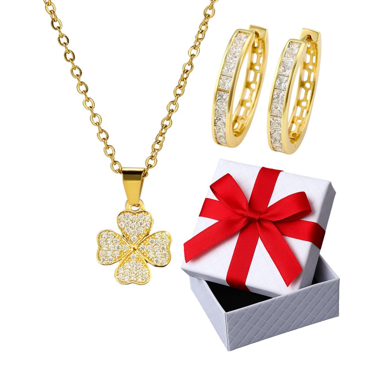 GENERICO - Collar Trébol 4 Hojas Giratorio Regalo Novia Mamá Acero