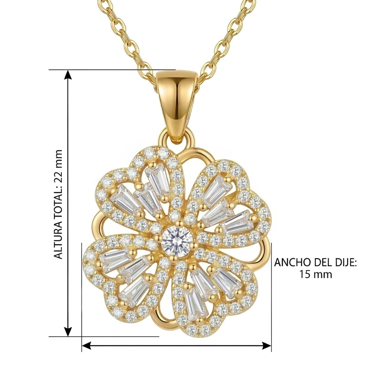 KARMY - Collar Mujer Trébol Giratorio Regalo Novia Acero Dorado