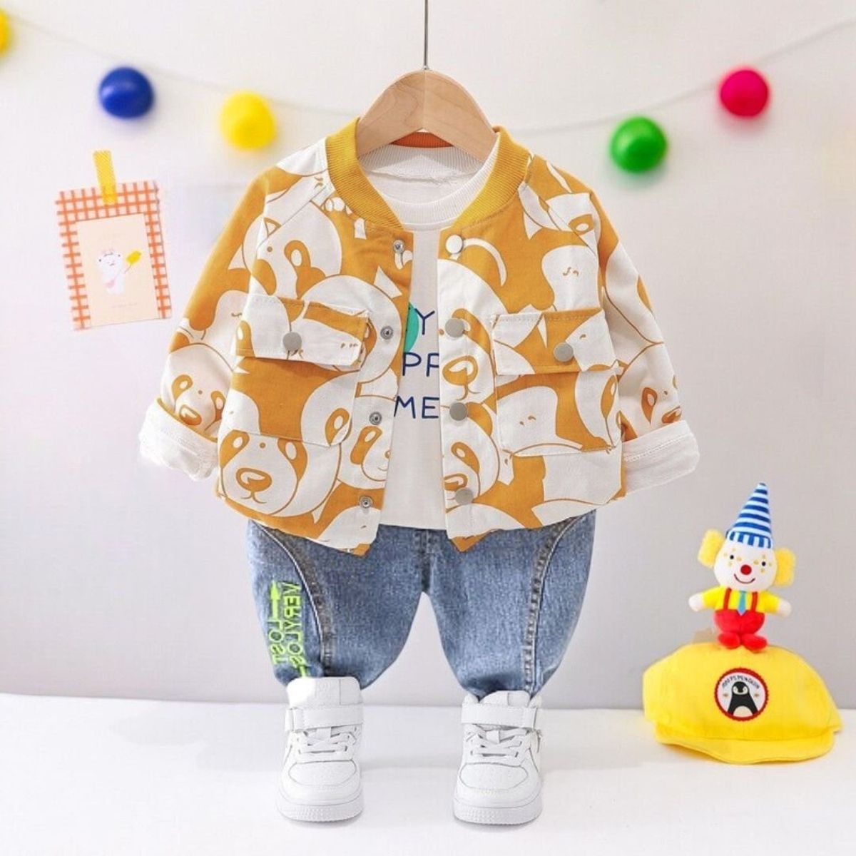 GENERICO - ROPA DE NIÑO BEBÉ MODELO PANDA -  ( SET DE 3 PIEZAS )