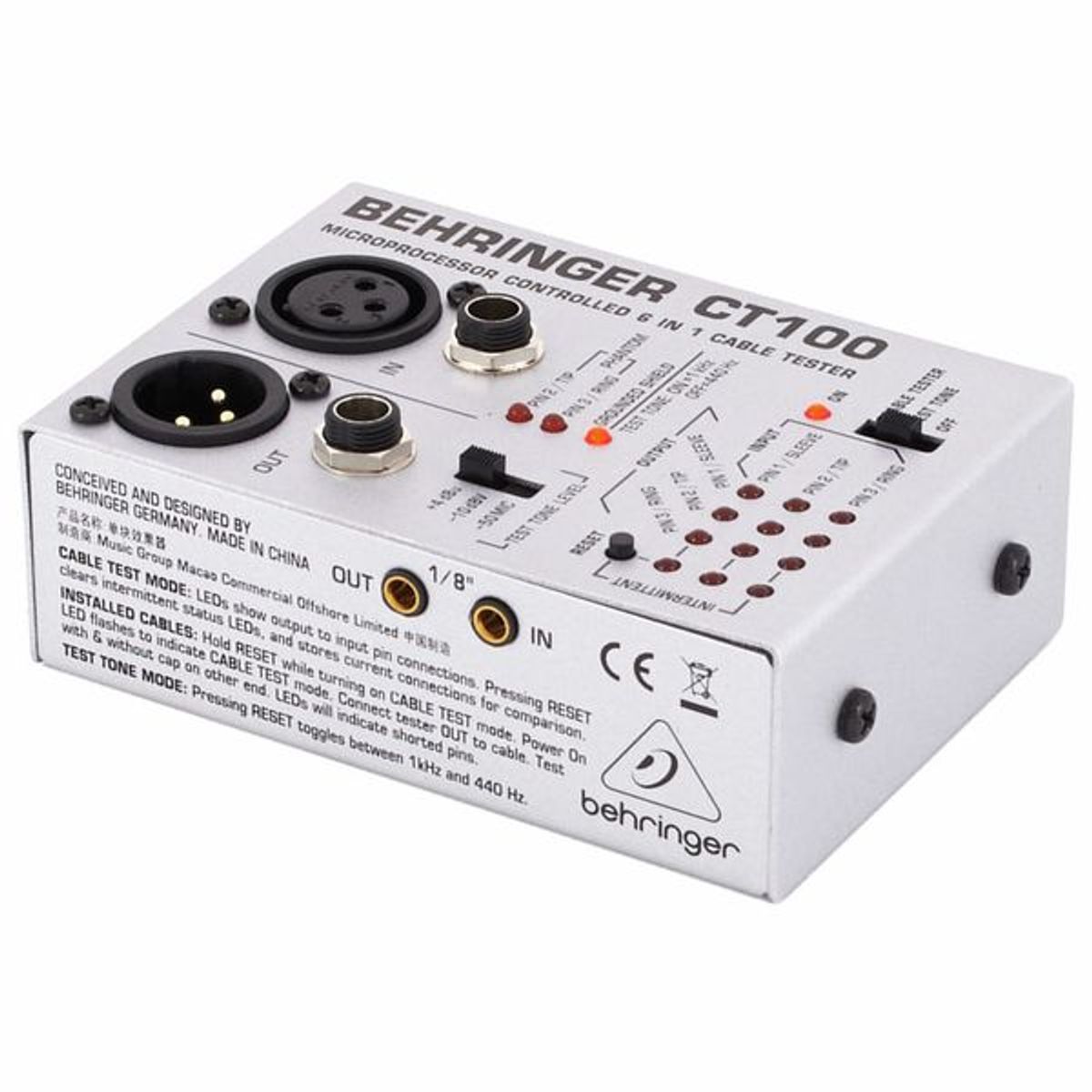 BEHRINGER - CT100 Behringer - Probador De Cable Tester 3 Modos