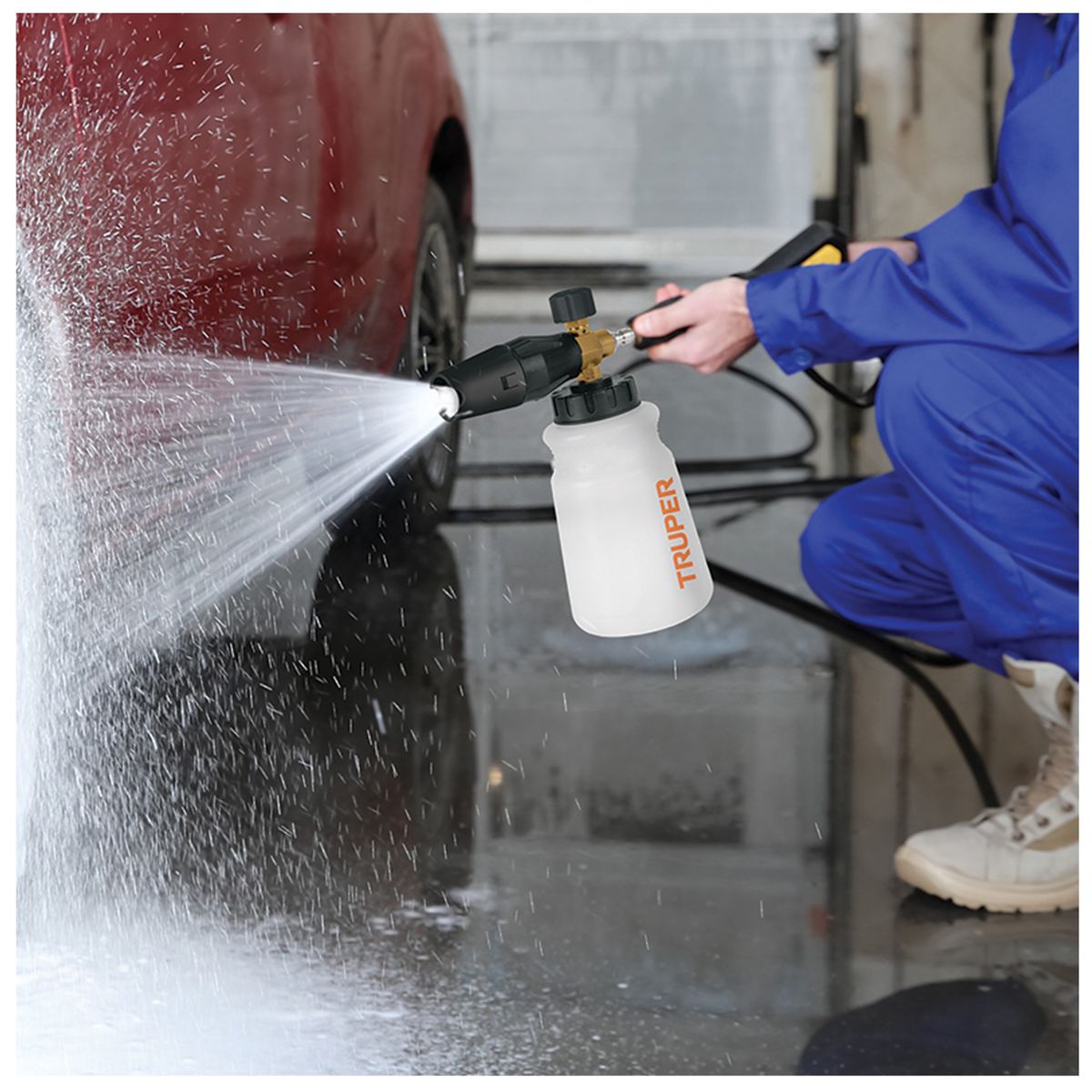 TRUPER - Hidrolavadora alta presión 1800PSI Dispensador de jabón champanera 800ml truper