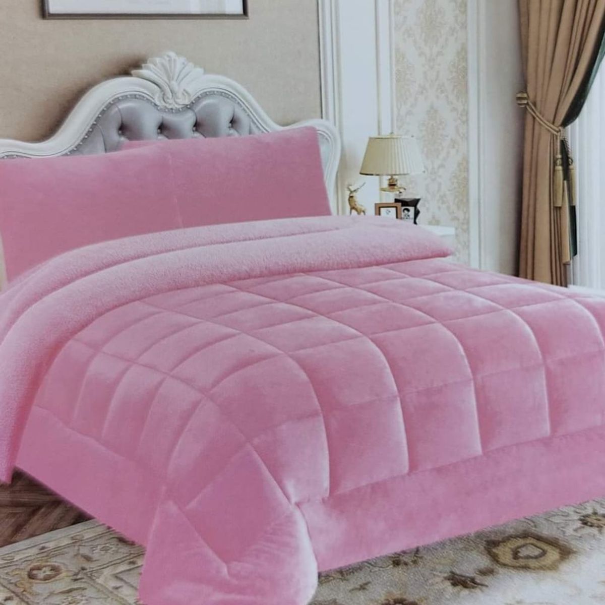 GENERICO - COBERTOR 3 PIEZAS ROSADO BEBE QUEEN