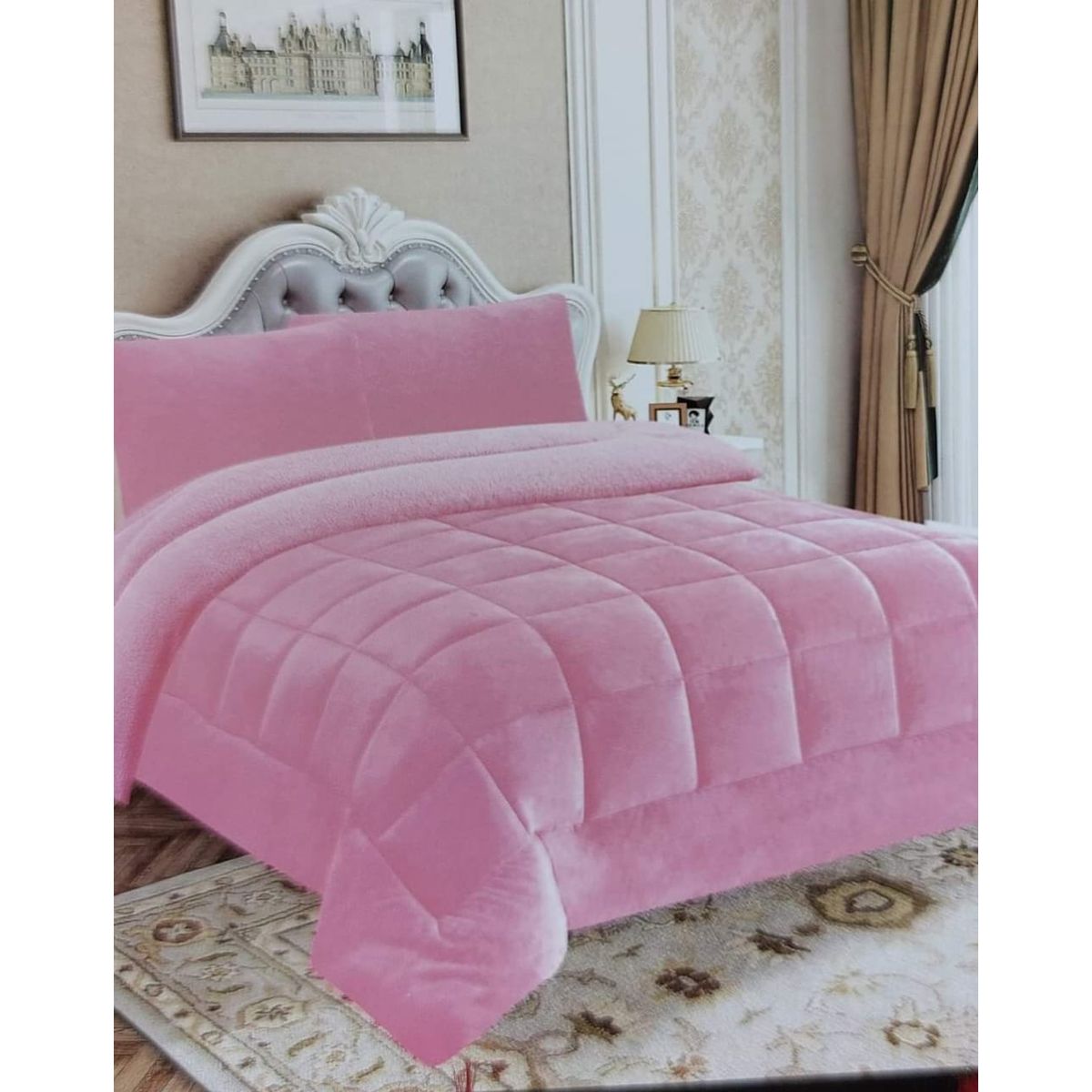 GENERICO - COBERTOR 3 PIEZAS ROSADO BEBE QUEEN