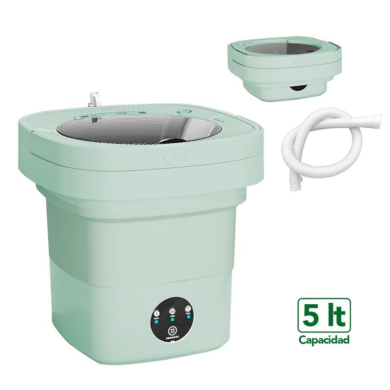 KELLER - Mini Lavadora Portátil Plegable Moderna para Ropa con Drenaje Verde F67
