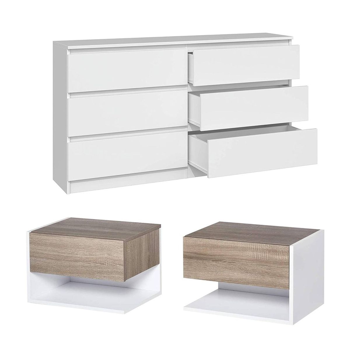 GENERICO - Combo Cómoda Aros + veladores Ines Armados Gaudi