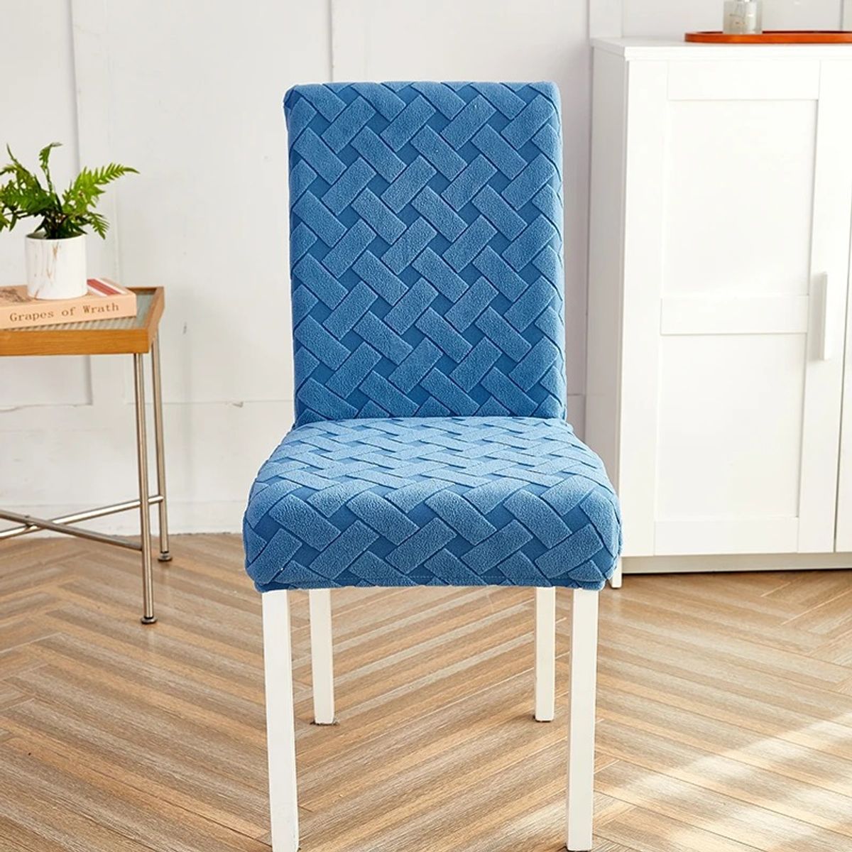 GENERICO - Pack 4 Fundas elástica para silla de comedor rectángulos - Azul verdoso