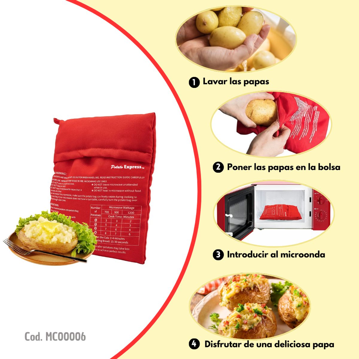 GENERICO - Bolsa de Cocina de Patatas para Microondas