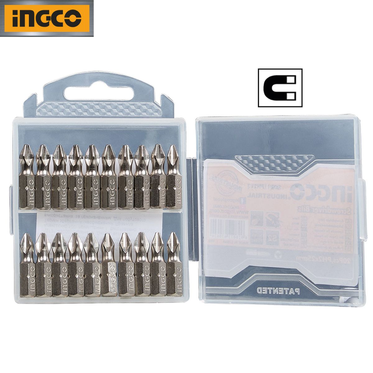 INGCO TOOLS - Set 20 Puntillas Atornillador Imantado Phillips PH2x25mm SDB11PH213