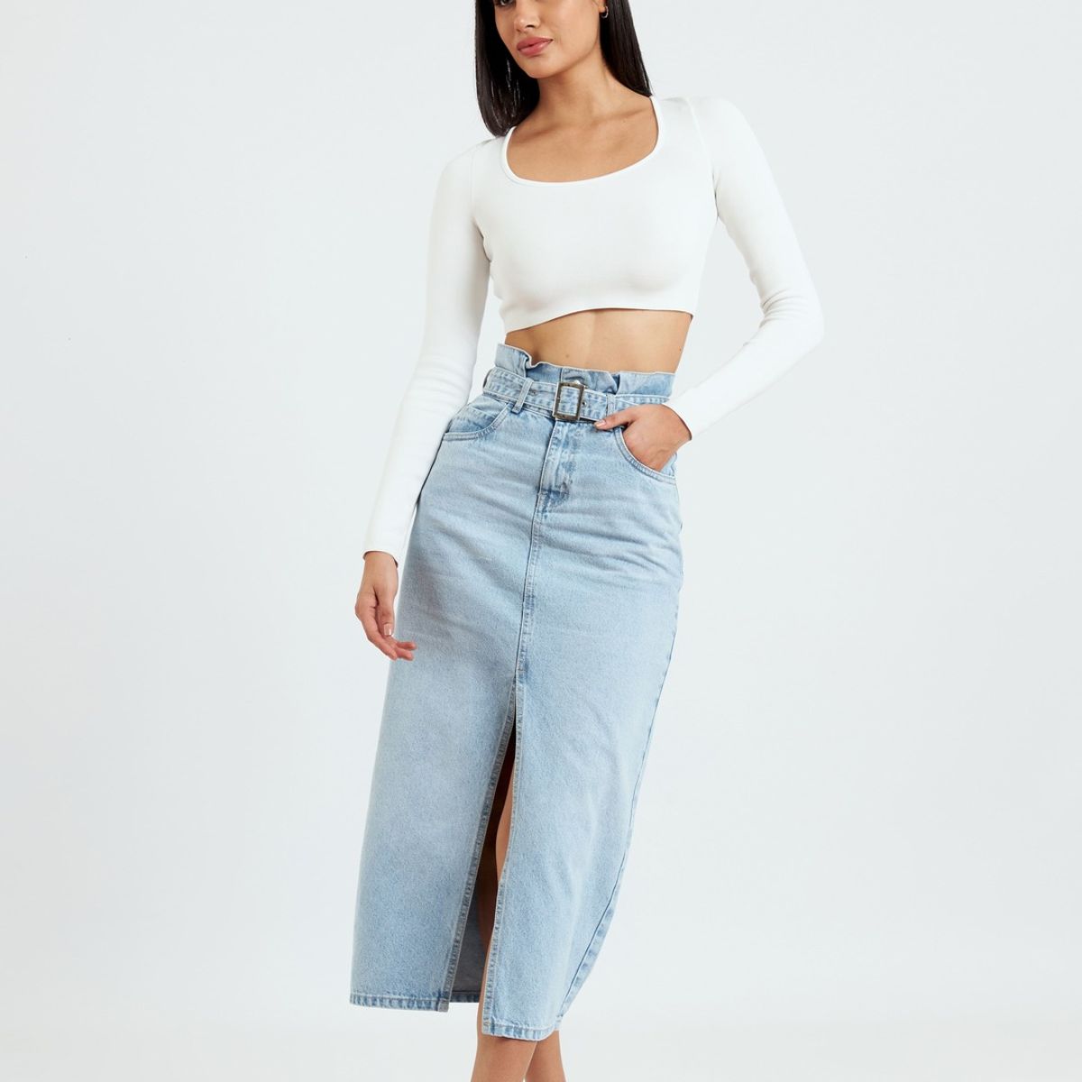 VERA DONNA - DENIM MIDI CALIFORNIA SKIRT VERA DONNA