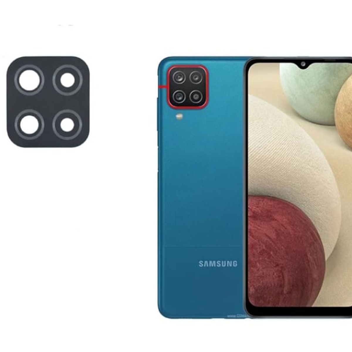 GENERICO - Repuesto lente Vidrio de cámara Samsung A12