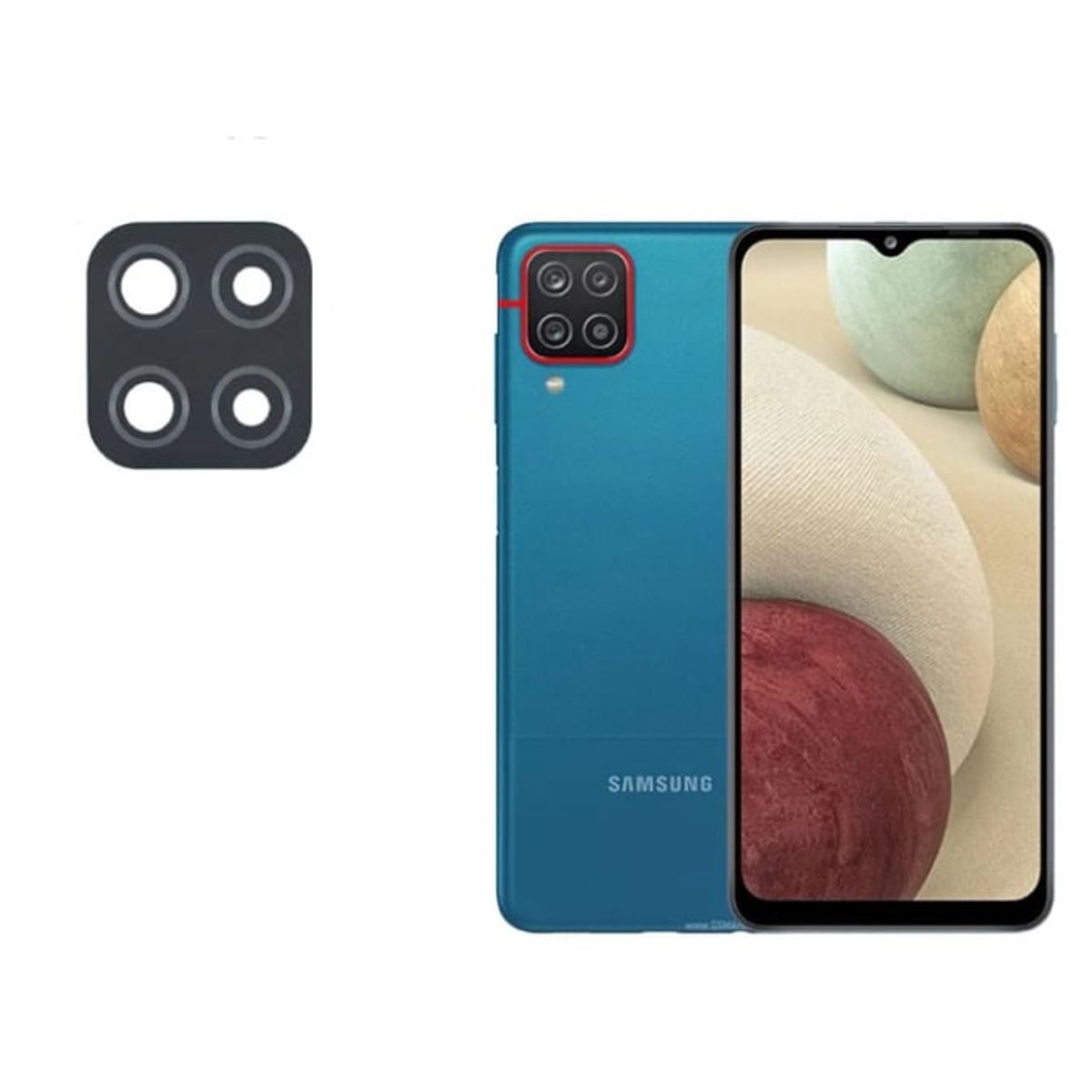 GENERICO - Repuesto lente Vidrio de cámara Samsung A12