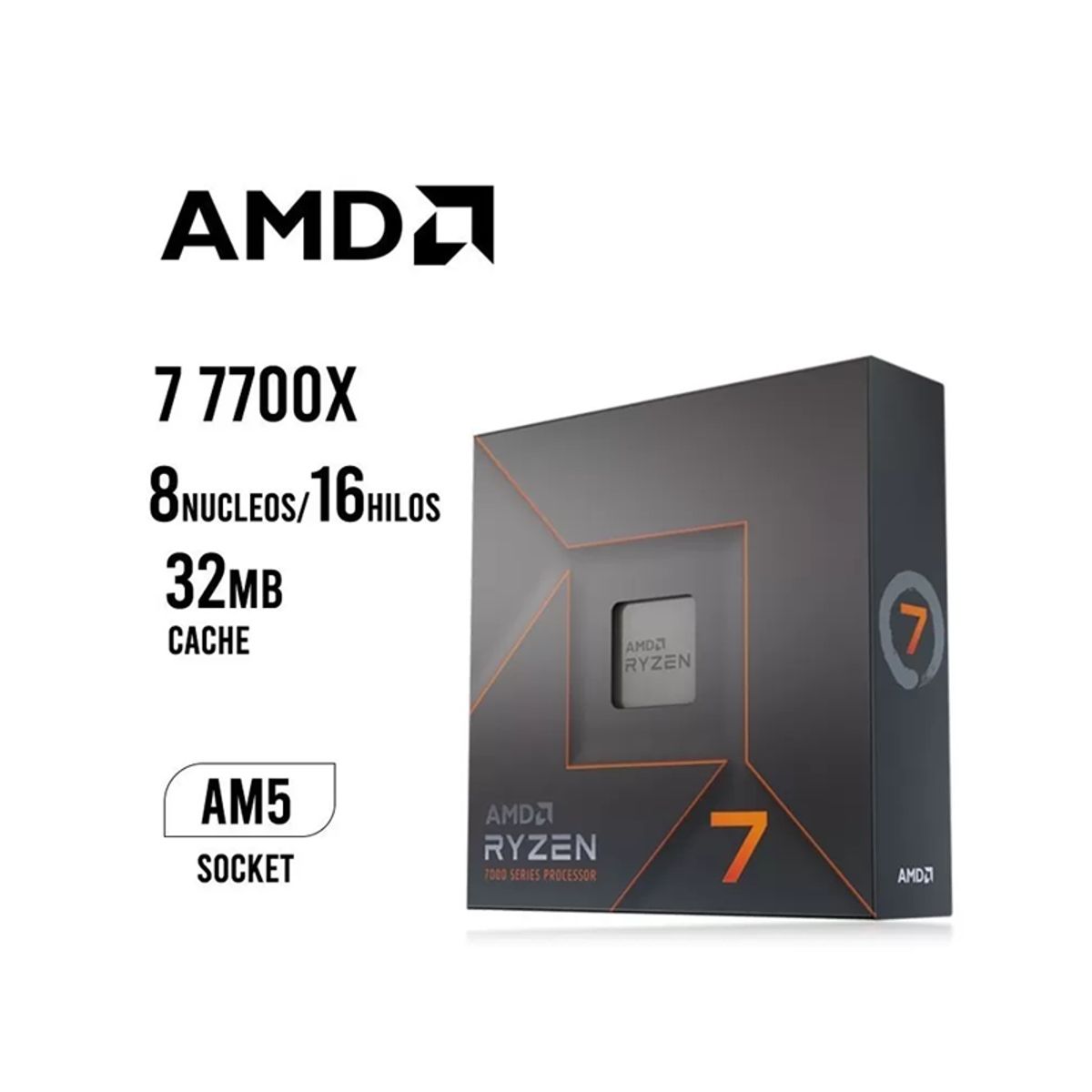 RYZEN - PROCESADOR AMD RYZEN 7 7700X 8-CORES 5.4GHZ AMD AM5 DDR5
