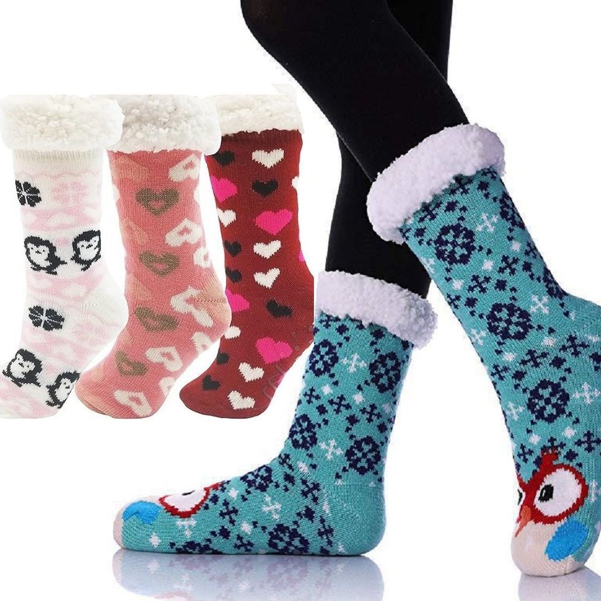 GENERICO - Medias con peluche interno calcetines invernales calentadores unisex