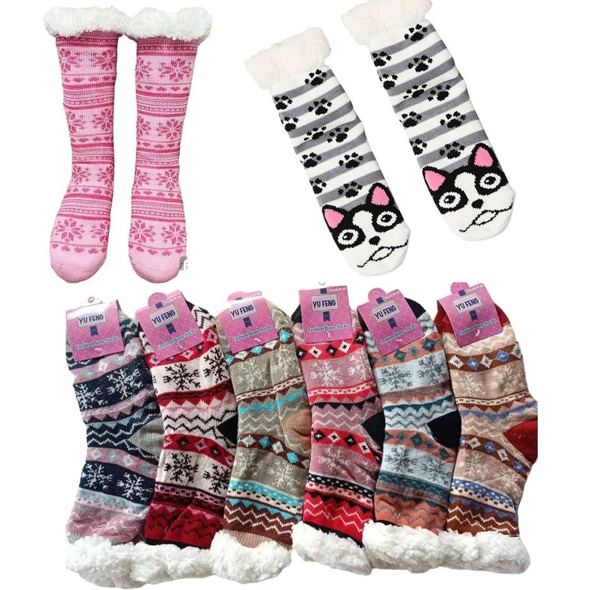 GENERICO - Medias con peluche interno calcetines invernales calentadores unisex