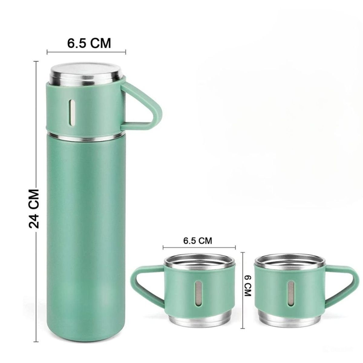 GENERICO - Set Termo Con 3 Tazas Para Bebidas Acero Inoxidable Color Azul -500 Ml
