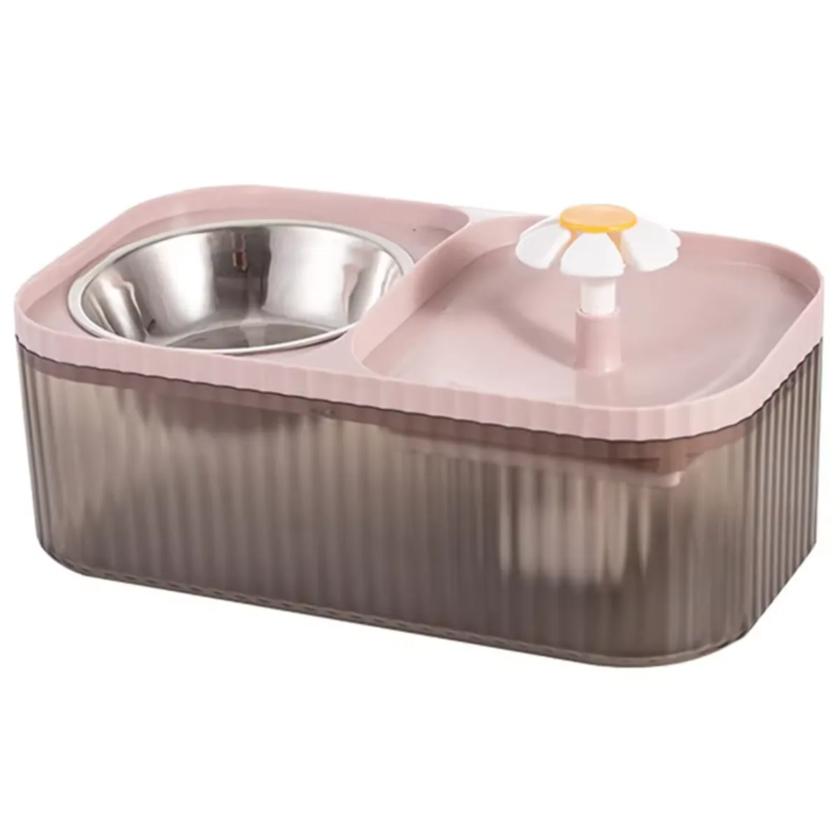 GENERICO - Plato + Bebedero de Agua para Gato 3 L Capacidad AJ - Rosado