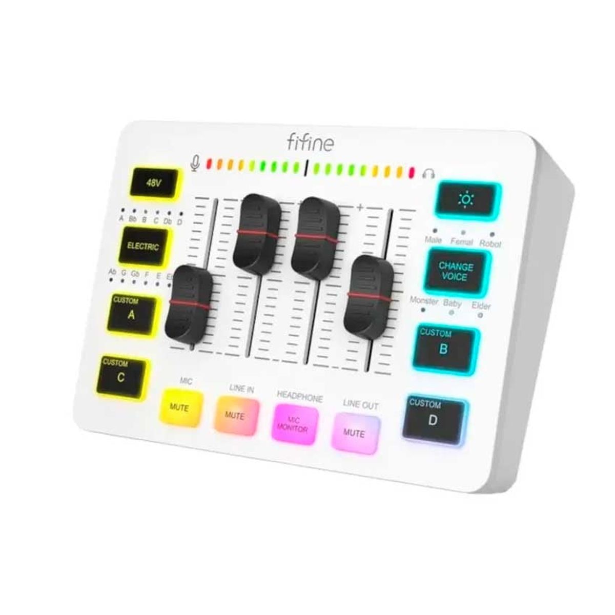 FIFINE - Mezclador De Sonido MIXER FIFINE SC3 RGB Blanco