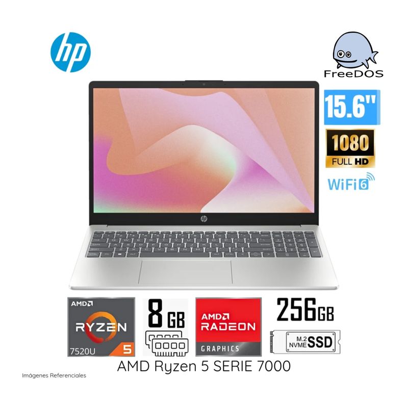 HP - LAPTOP HP AMD RYZEN™5 7520U 8GB RAM 256GB SSD 156 FHD FREEDOS 15-FC0009LA 802M9LAABM