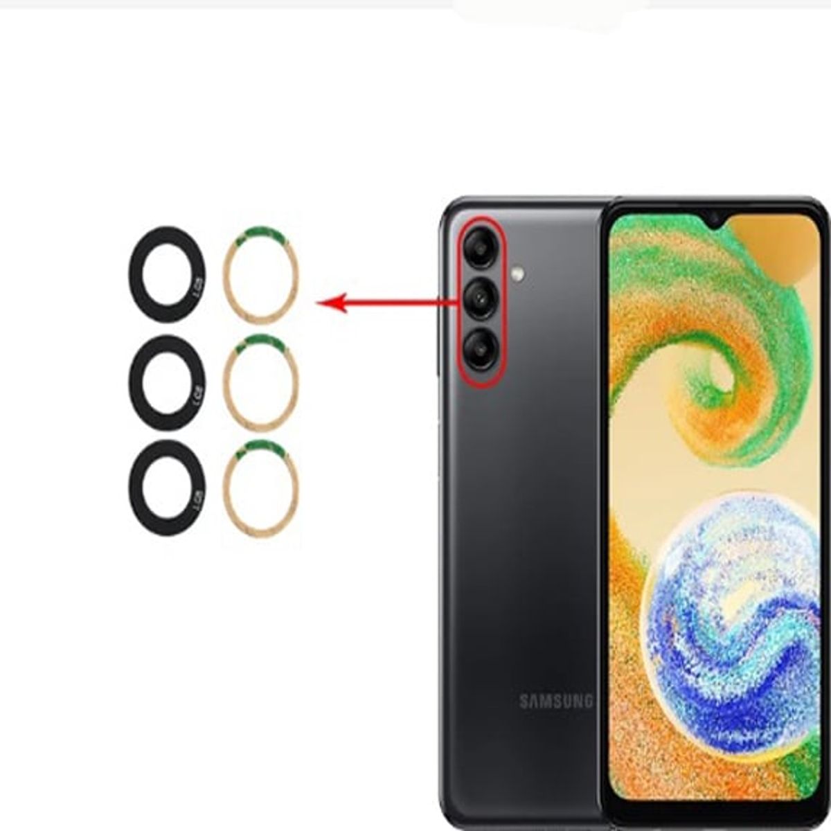 GENERICO - Repuesto lente Vidrio de cámara Samsung A04S