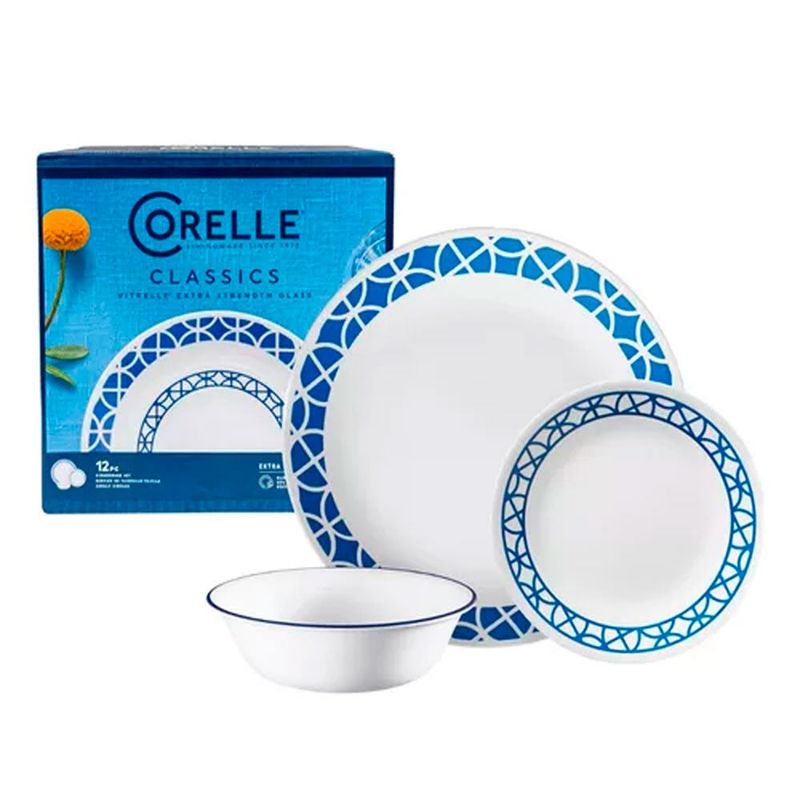 CORELLE - Vajilla Corelle 12 Piezas Cobalt Circles