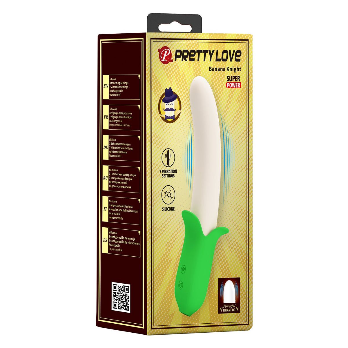 PRETTY LOVE - Vibrador Dildo  Silicona Banana Geek Verde 19.5 cm x Ø 3.1 cm USB