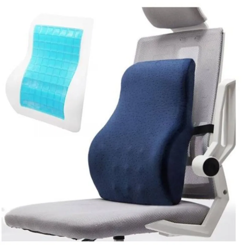 OEM - Espaldar Lumbar Viscoelástico y Gel Refrescante con Funda Azul Oscuro