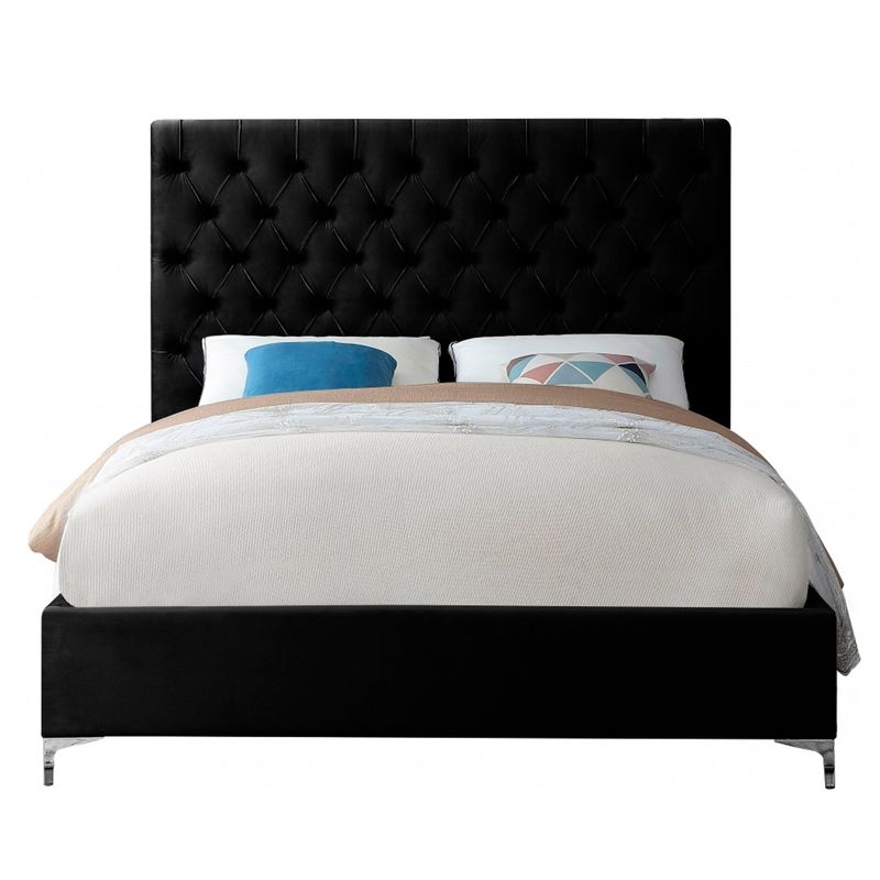 GENERICO - Cama Tapizada Capitoné Abba Negro 2 Plazas