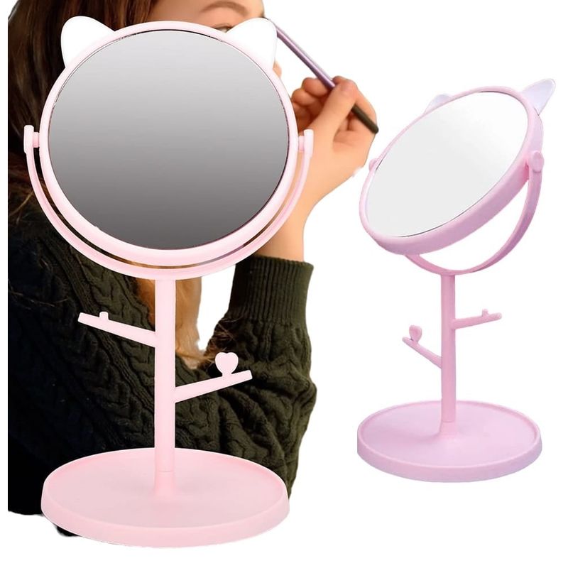 GENERICO - Espejo joyero de tocador para maquillaje orejas de gatito