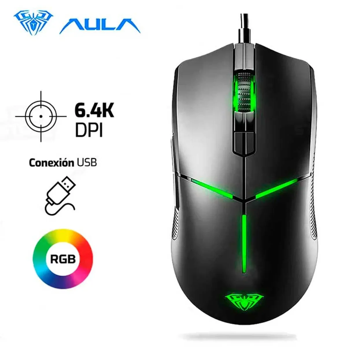 AULA - Mouse AULA F820 6,400 DPI RGB Negro