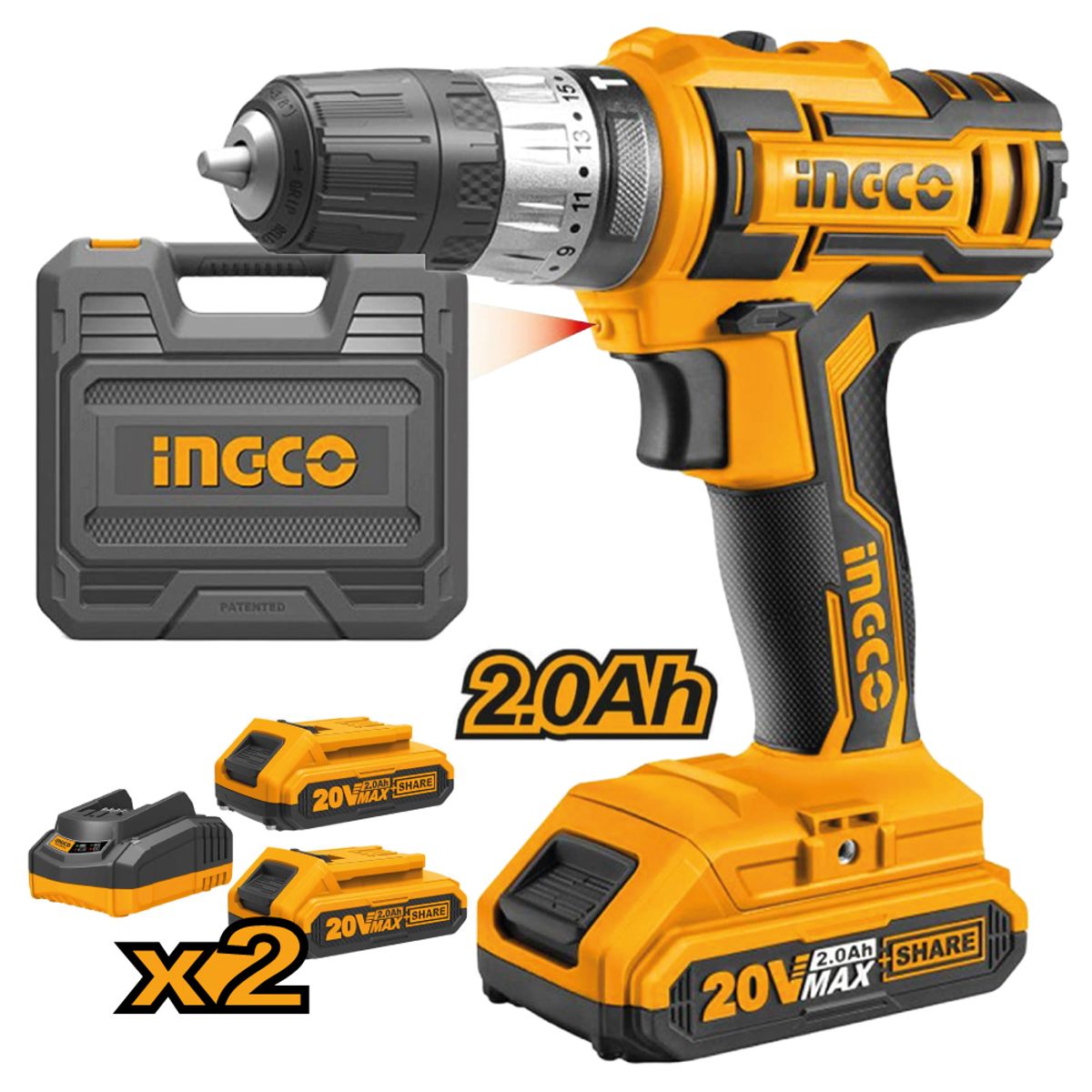 INGCO TOOLS - Taladro Atornillador Inalámbrico INGCO 20V  CDLI200215