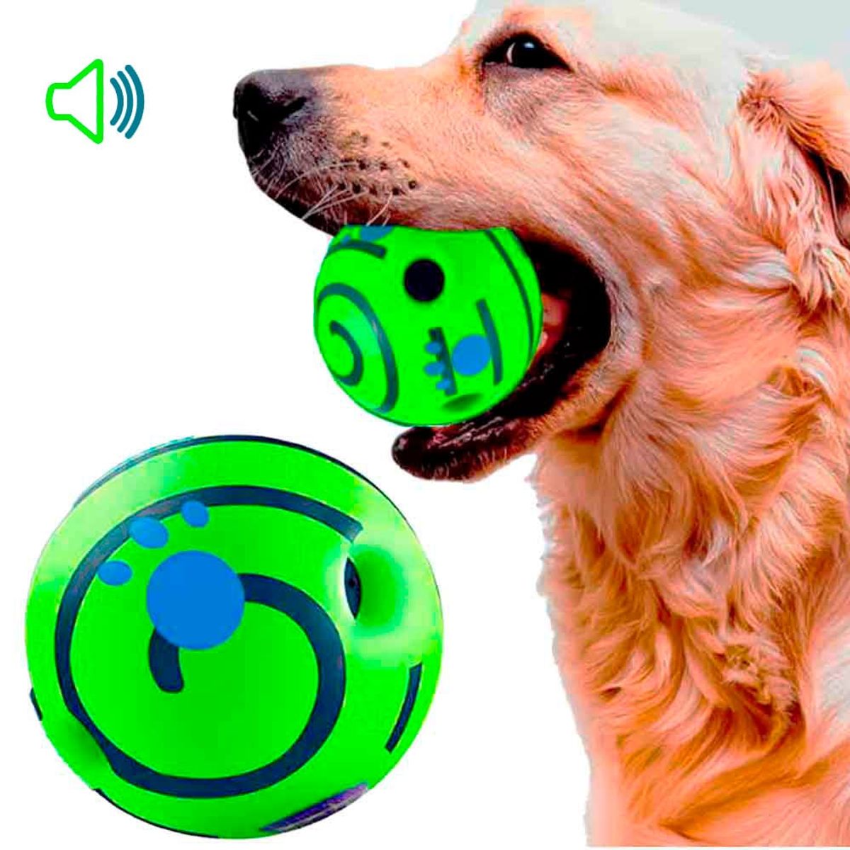 VARIOS - Pelota para Perros de Goma con Sonido Verde wobble