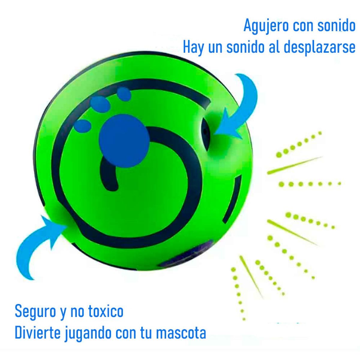 VARIOS - Pelota para Perros de Goma con Sonido Verde wobble