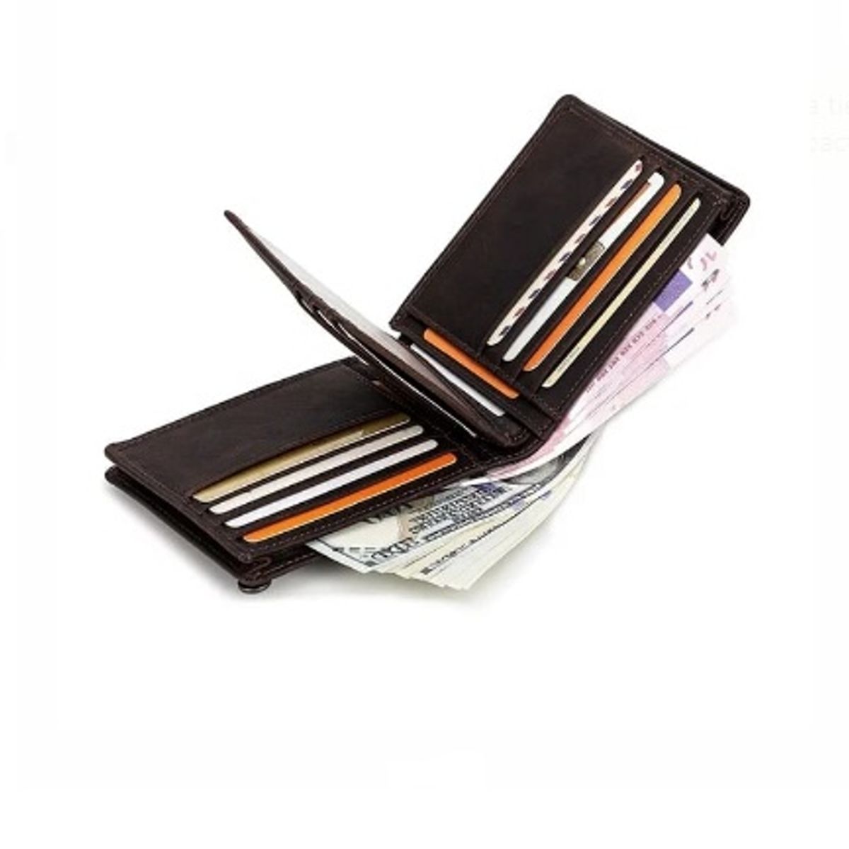 CONTACTS - Billetera de Cuero Genuino Contacts Marron con Monedero