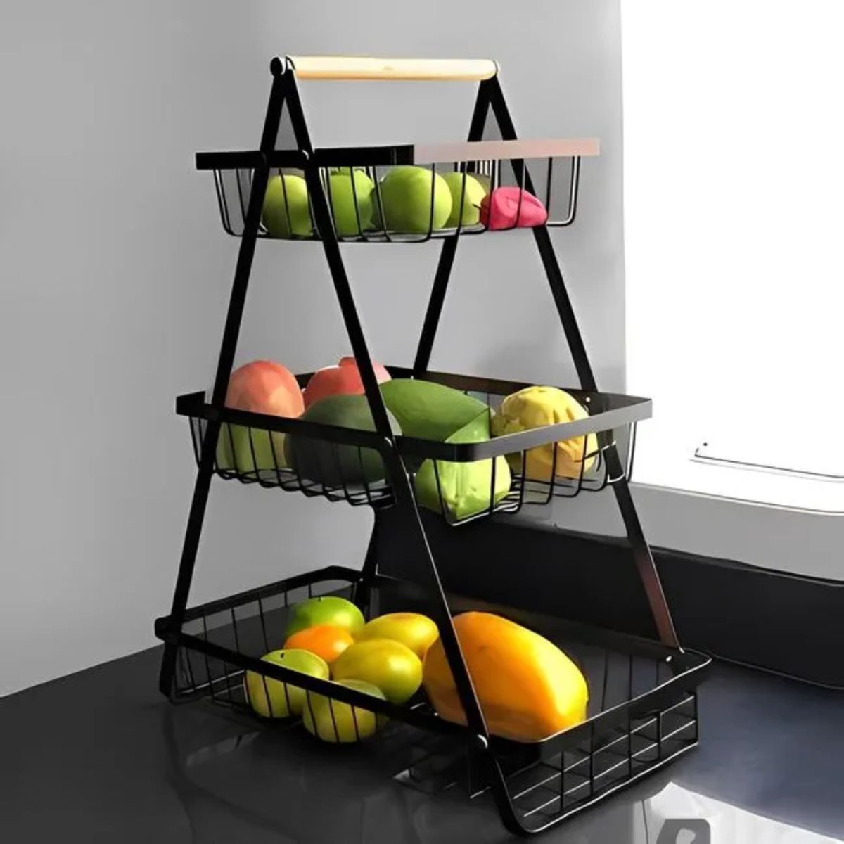 GENERICO - Cesta Fruteros Triangular de 3 Niveles