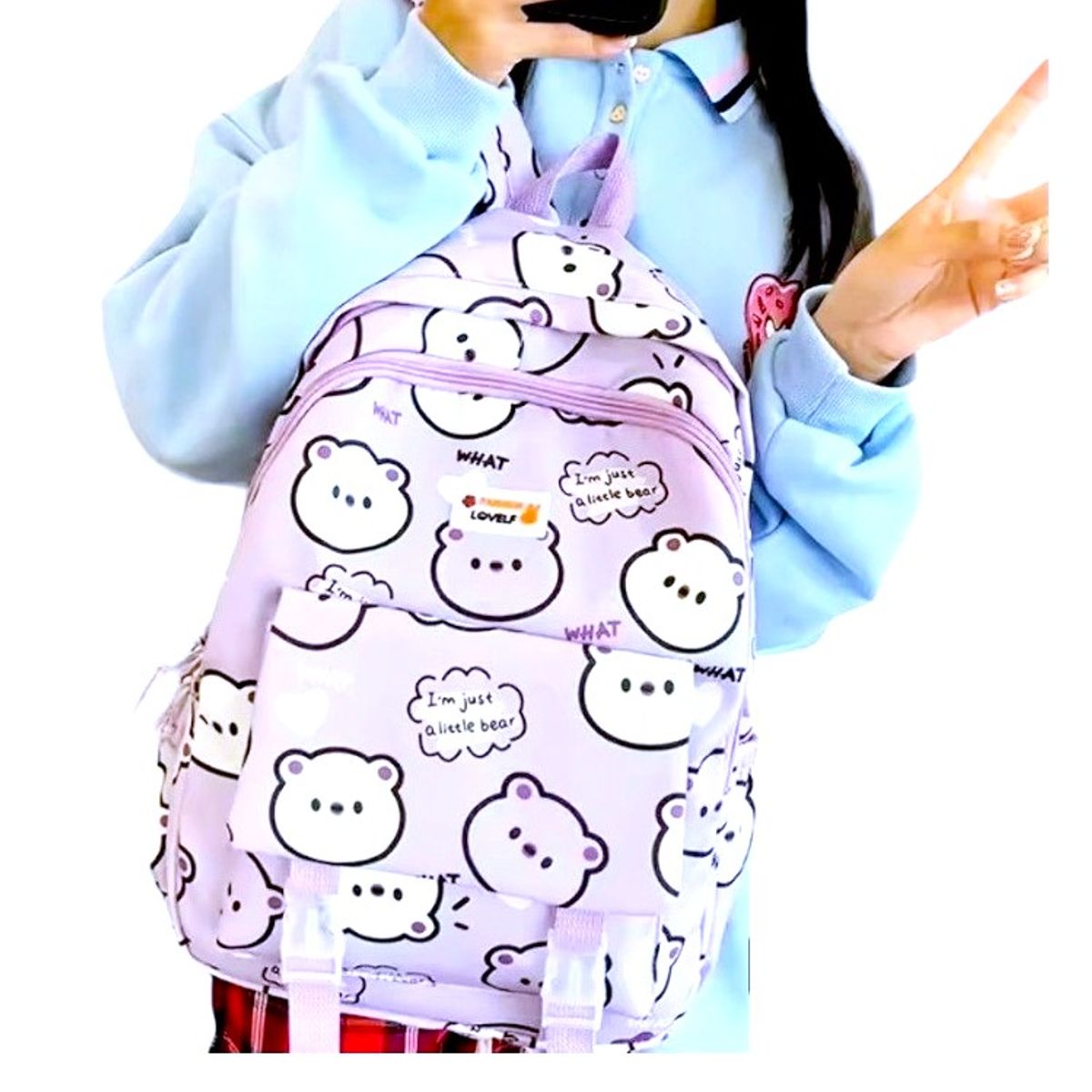 GENERICO - Mochila Kawaii porta laptop diseño Ositos