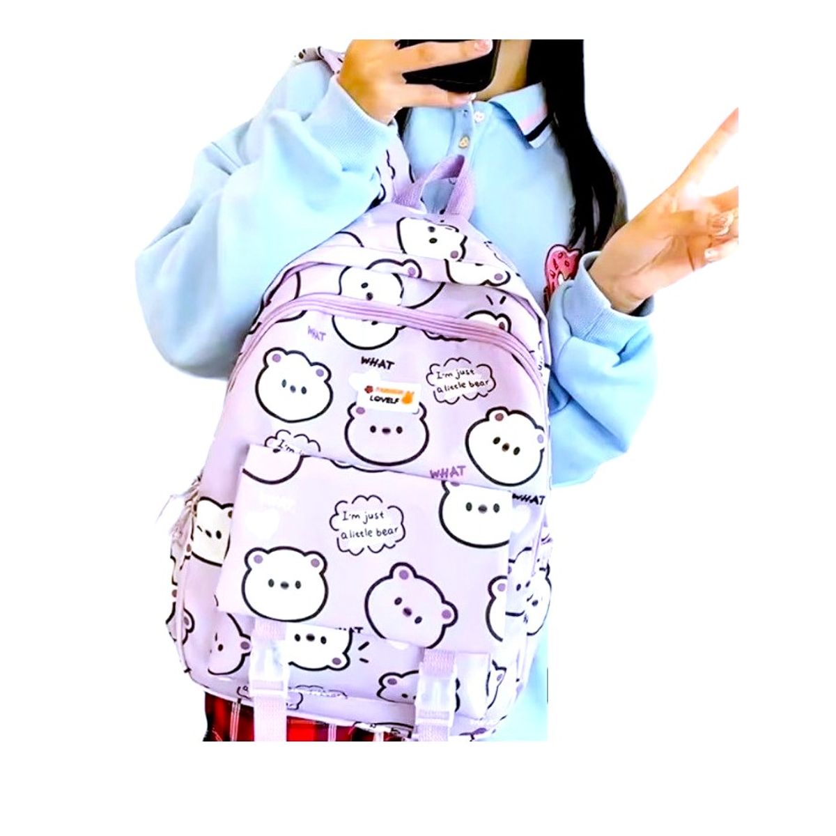 GENERICO - Mochila Kawaii porta laptop diseño Ositos