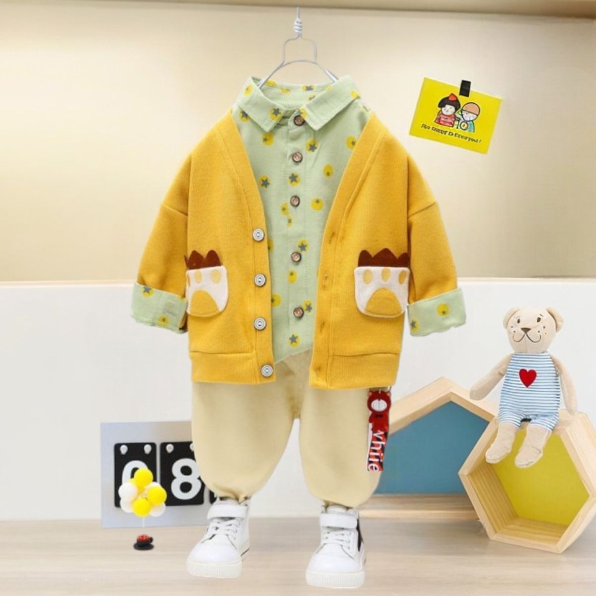 GENERICO - ROPA PARA NIÑO OSITO DE 3 PIEZAS ELEGANTE