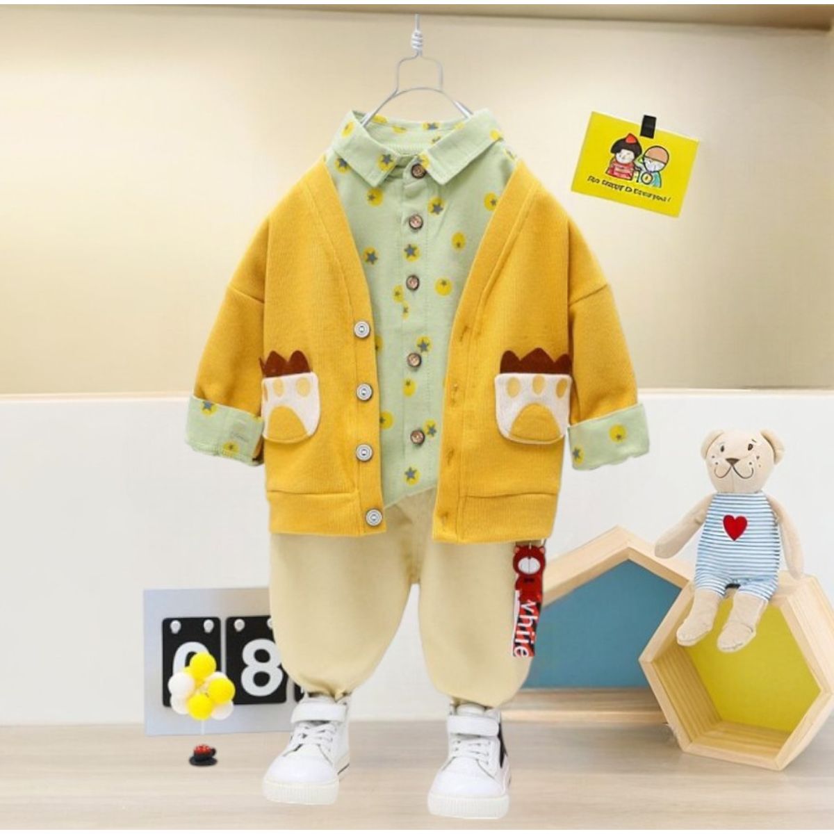 GENERICO - ROPA PARA NIÑO OSITO DE 3 PIEZAS ELEGANTE