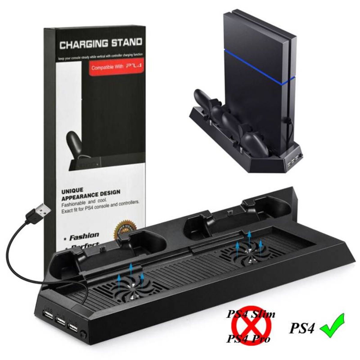 OEM - Base Soporte Cooler Cargador de Mandos Doble Ventilador  para PS4