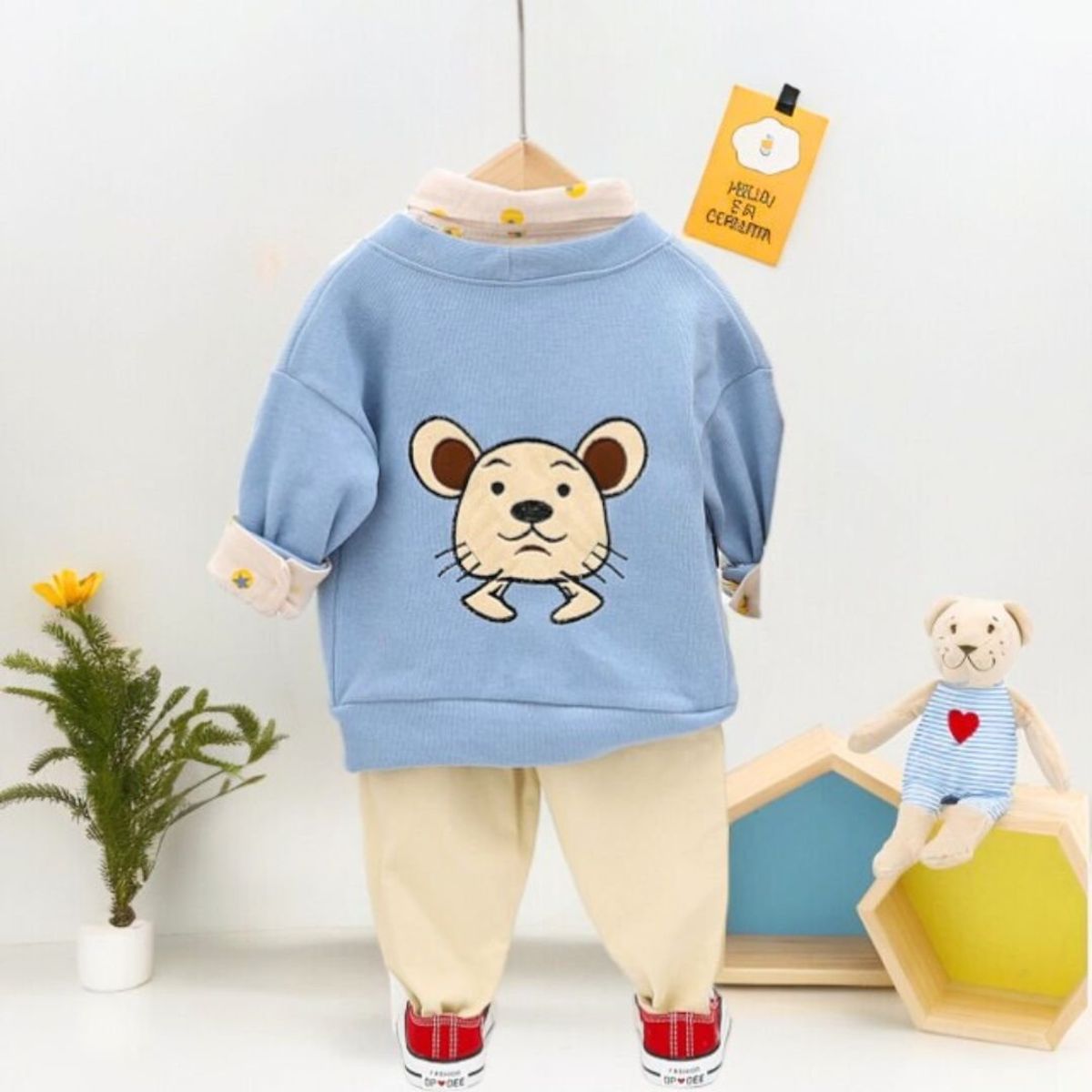 GENERICO - CONJUNTO DE NIÑO BEBÉ DISEÑO OSITO  ( SET DE 3 PIEZAS )